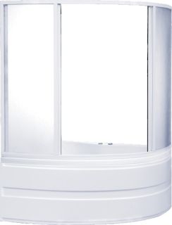 Шторка на ванну Bas Алегра R 1500х1000  (4 ств. пластик) правая